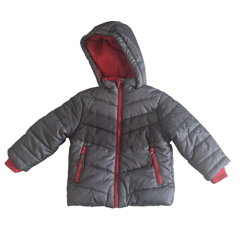 Rothschild Baby Size 12 Months Jacket Gray Colorblock Red Boys Coat Hood Pockets